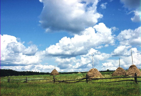 за деревней