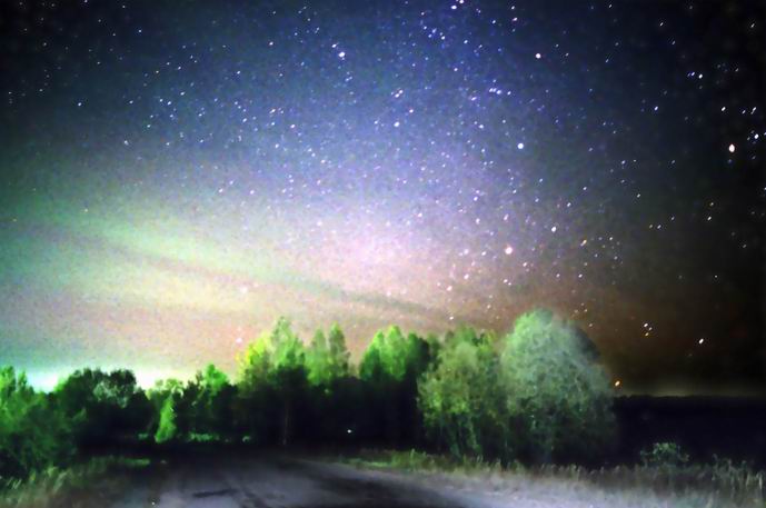 Северное сияние на севере подмосковья