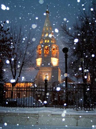 Снегопад... Церковь Спаса на песках