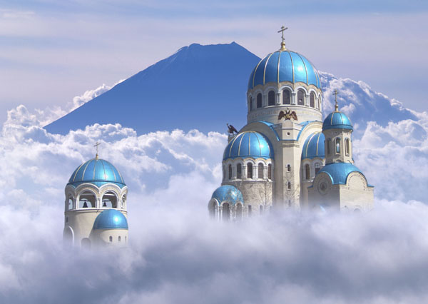 В облаках