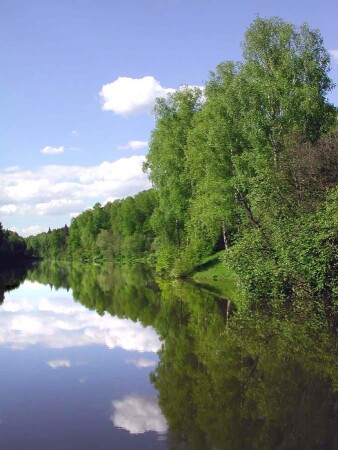 В реку смотрятся облака...