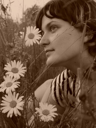 в ромашковом поле