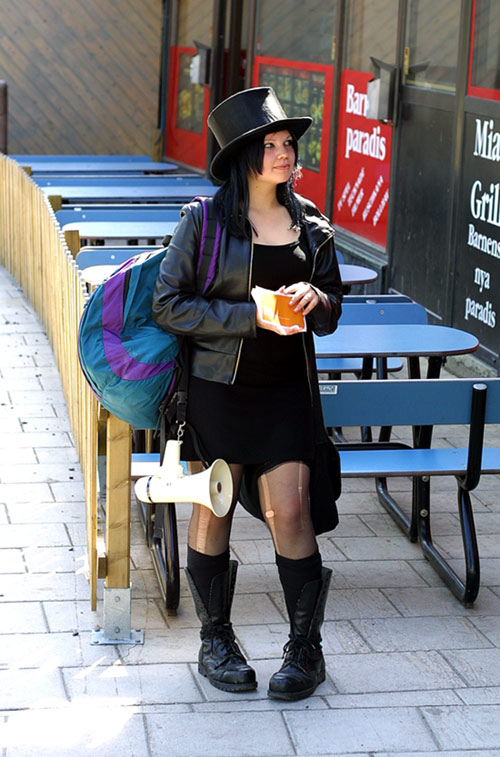 Hat - stockings - megaphone 