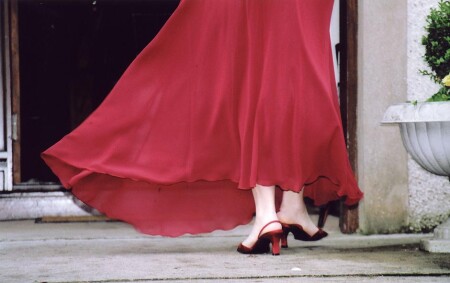 woman in the red dress