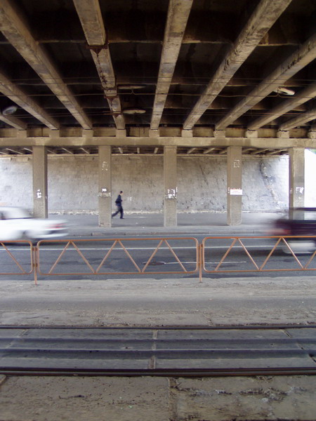 Under the bridge.