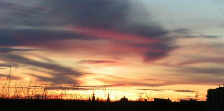 город. закат.