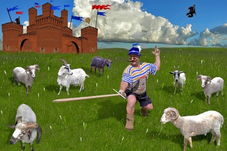 Летняя картинка про Д,Артаньянов и Суперменов.