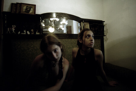 two young girls in interior