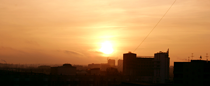 daybreak over city