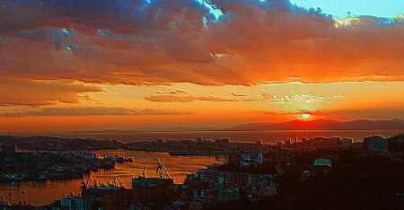 закат над...