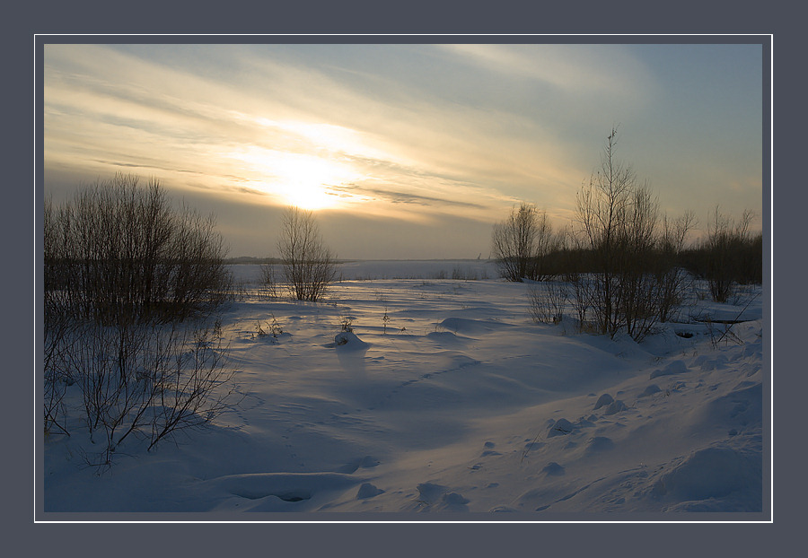 Река Обь, закат