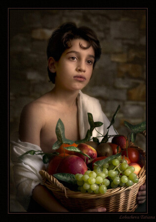 Boy with fruits