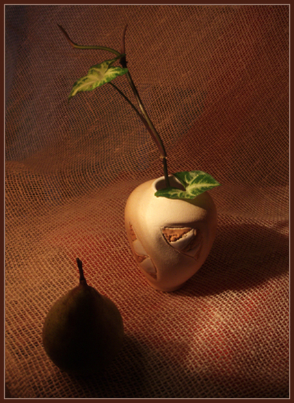 vase and pear
