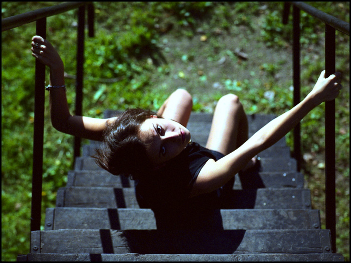 downstairs