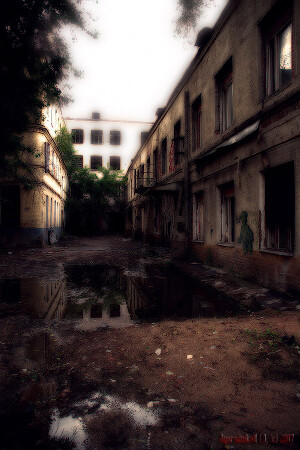 *Заброшенный Московский дворик (репост в цвете)*