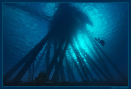 Under a platform