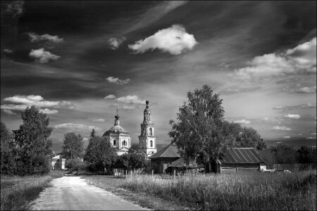 Летняя контрастная черно-белая картинка про Кузнецово