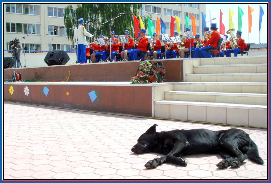 Под звуки оркестра.