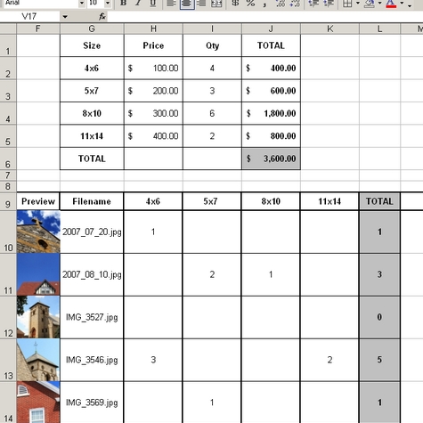 Photo Price List