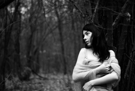 a girl and a forest