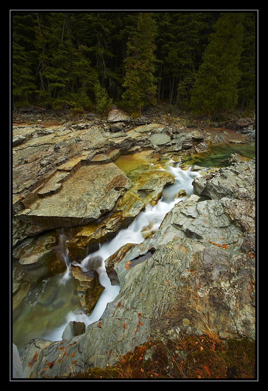 McDonald Creek Waterfalls. Glacier National Park.