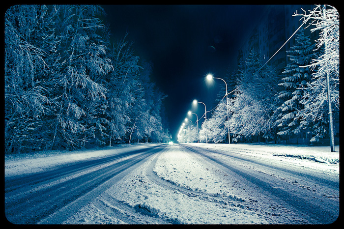 Первый снег в моём городке.