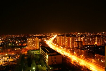 ночь, улица, фонарь, машины