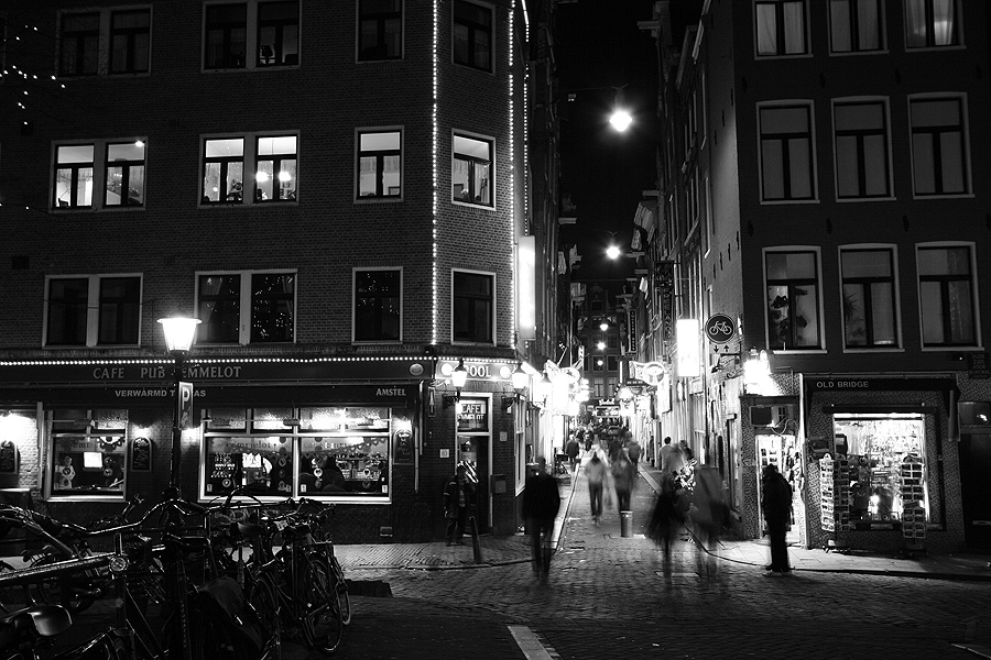 walking through old streets of Amsterdam