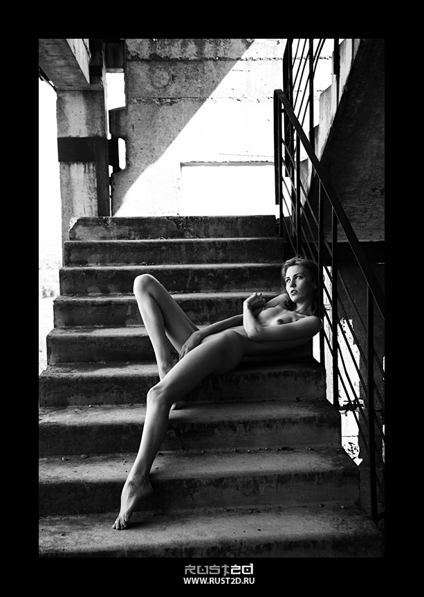 Woman on stairway