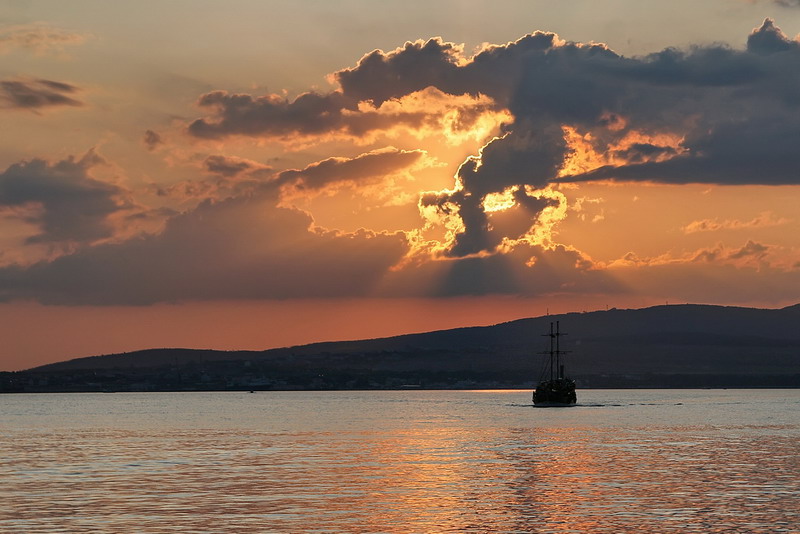 Закат в Карибском море.