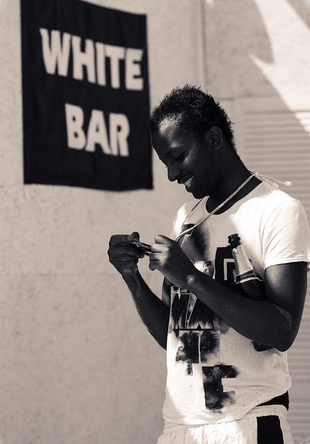 white bar - black man