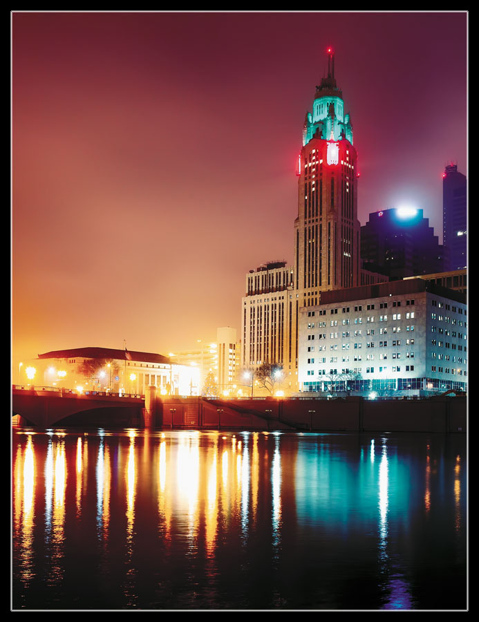 Winter night in Columbus Downtown