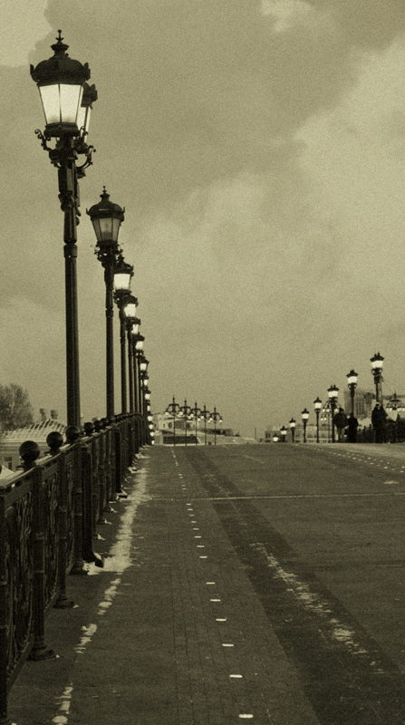 bridge of streetlamps