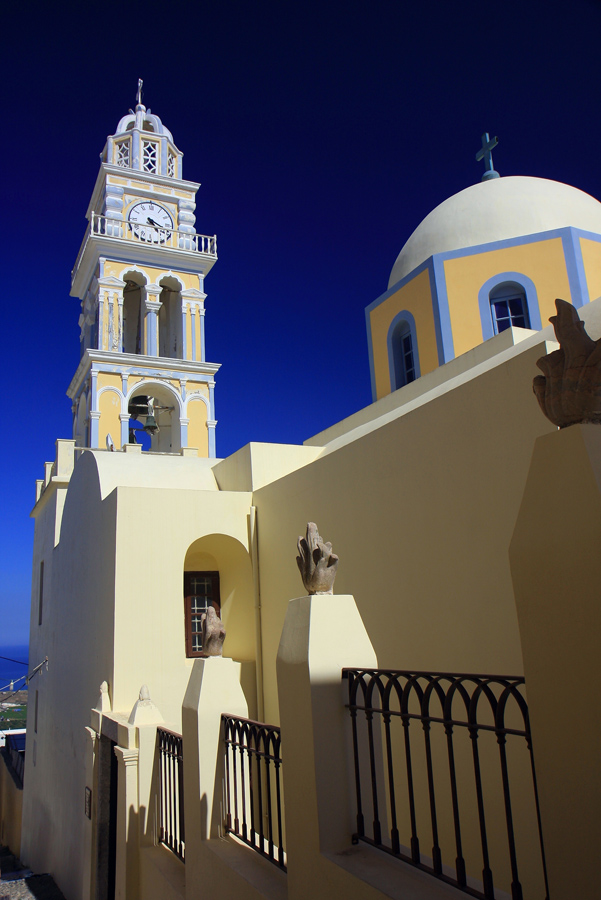 A church in the sky . Island Santorini, Greece. 