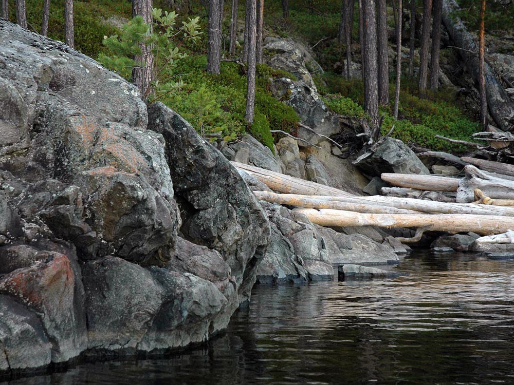 Камни, бревна, вода