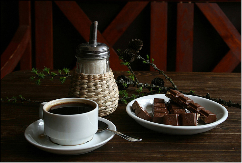 Breakfast in a coffee house.