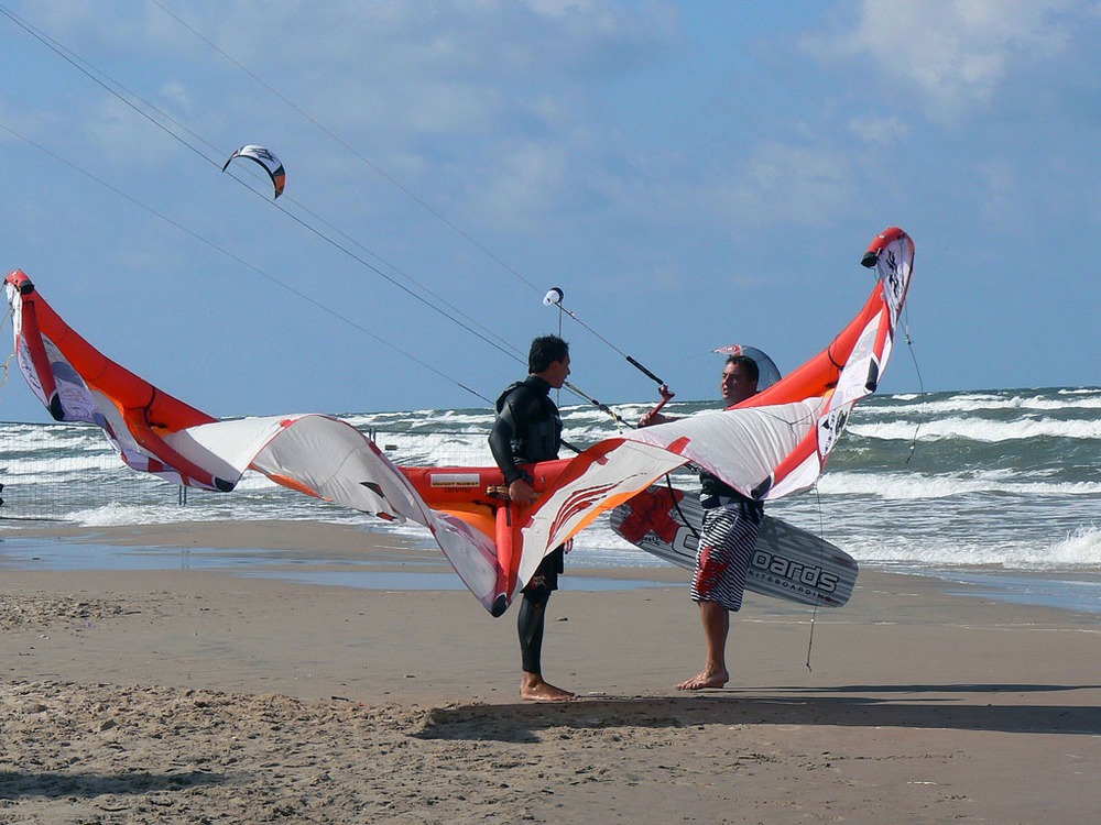 A kitesurfing kite