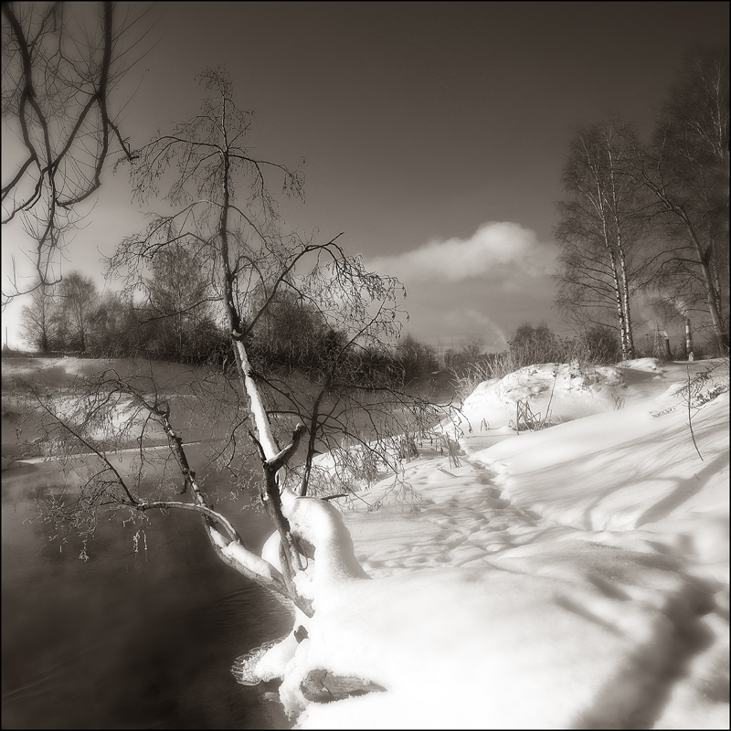 The snow-covered river