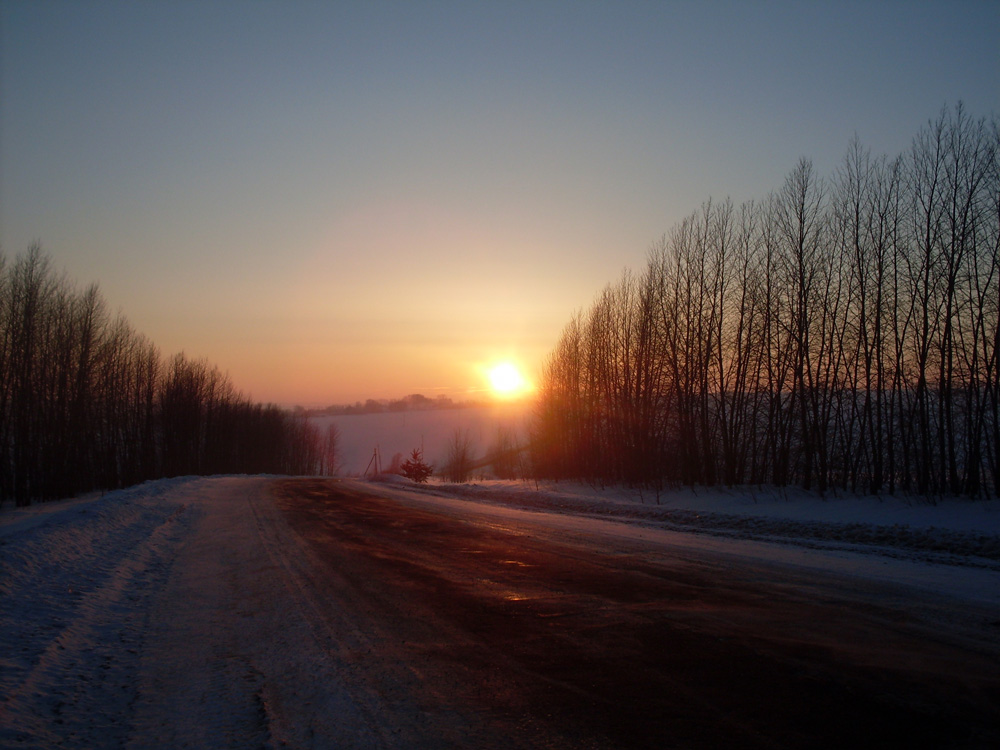 Закат на дороге