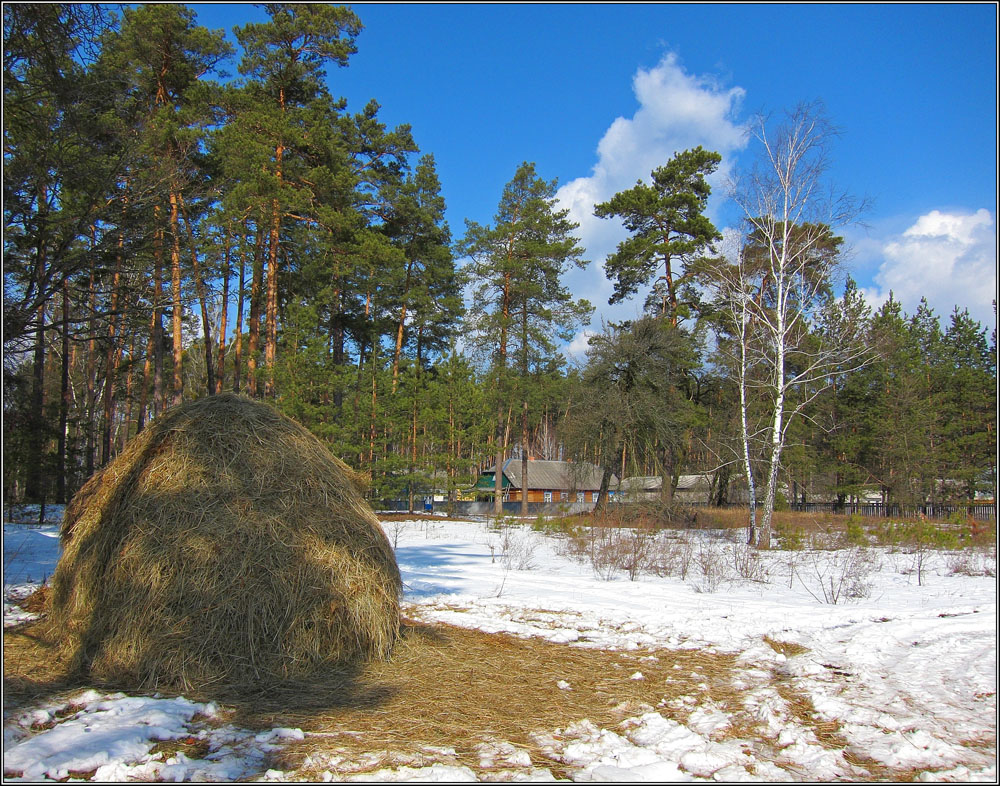 За околицей.