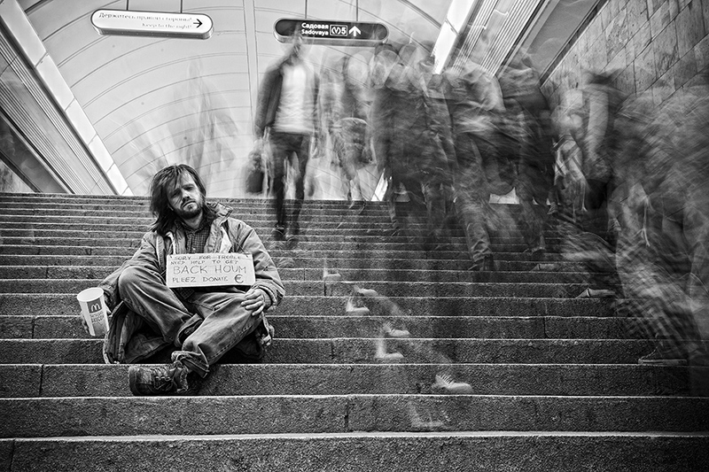 subway beggar