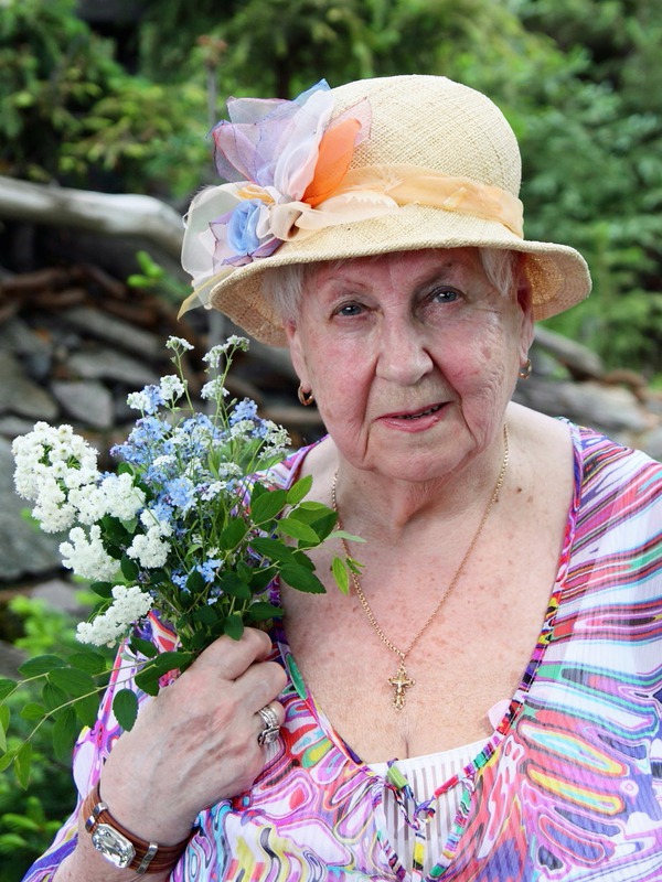 The lady with a bouquet