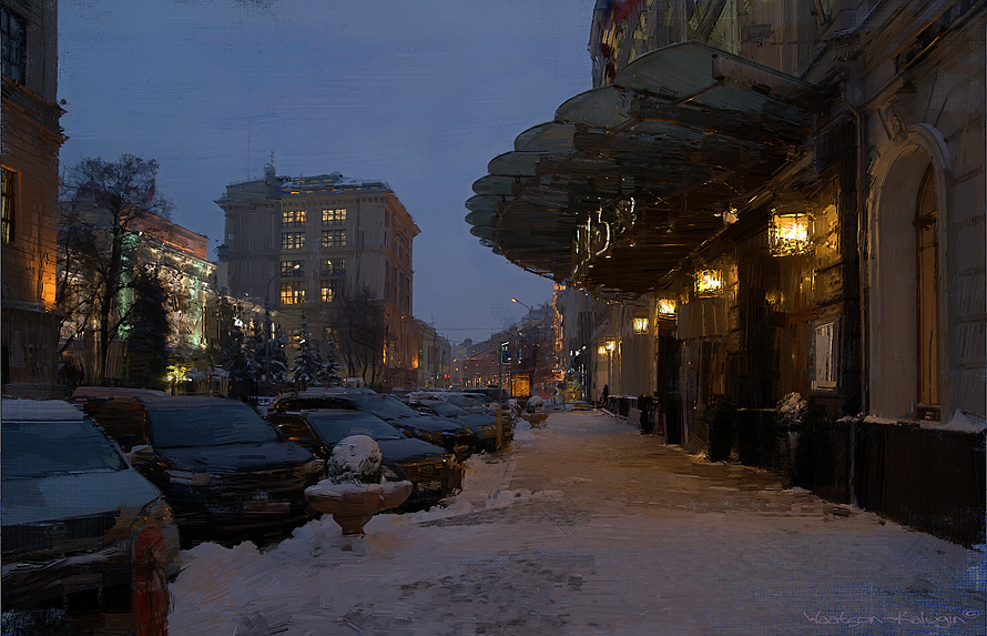 Evening, snow, Moscow