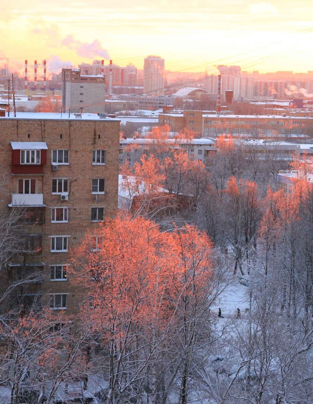 Зимний рассвет в Москве