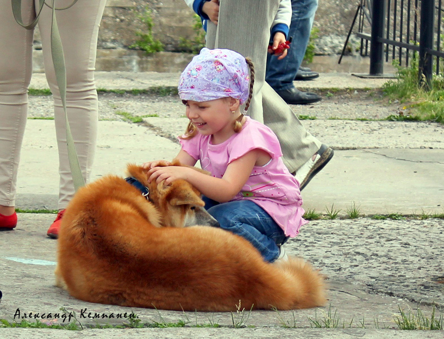 Девочка и пёс.