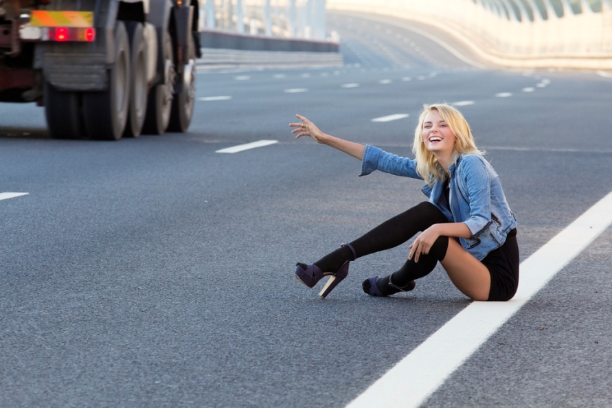 walking on highway