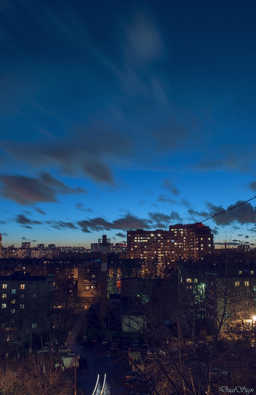 Закат в городе.