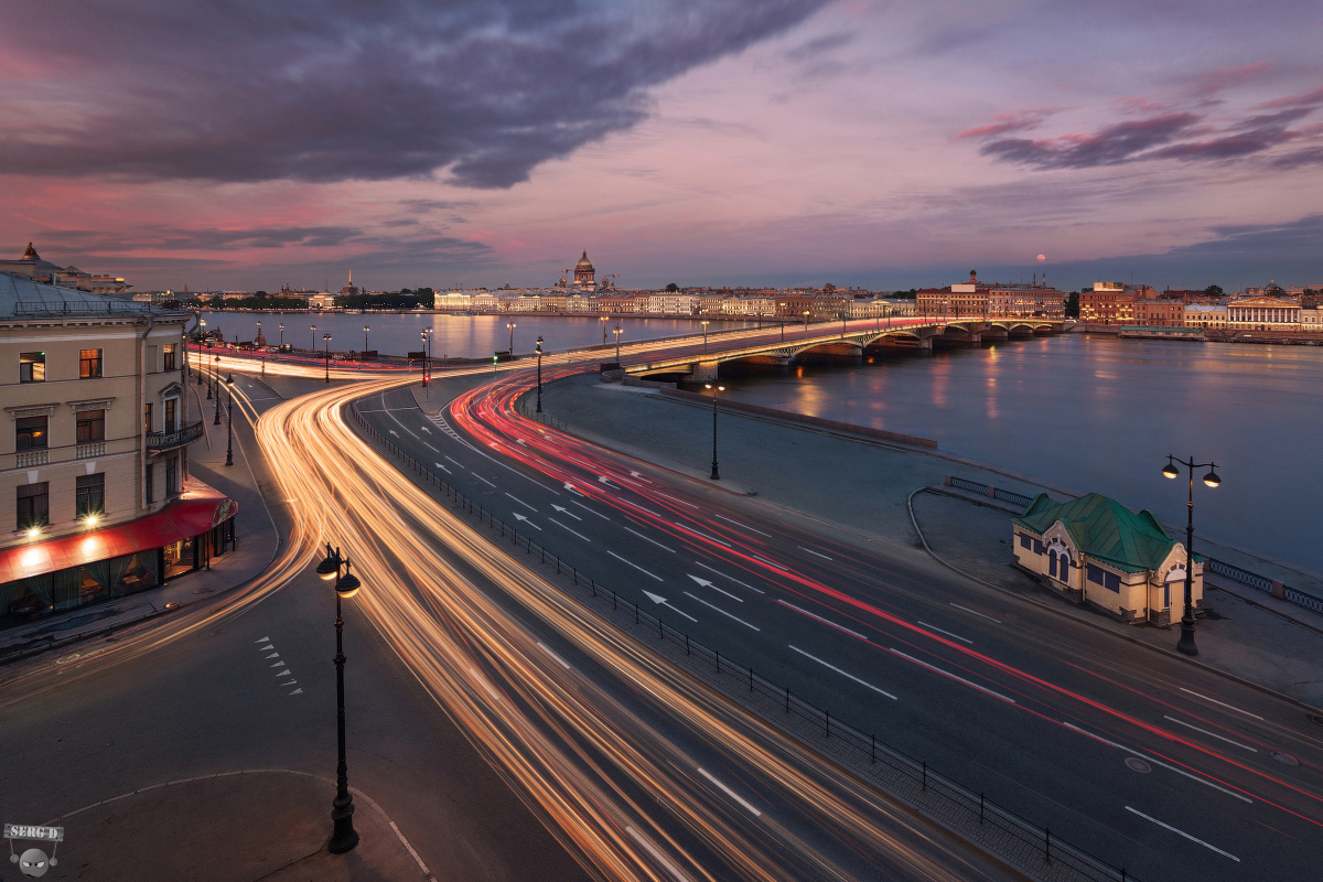 Благовещенский мост, площадь Трезини, Нева