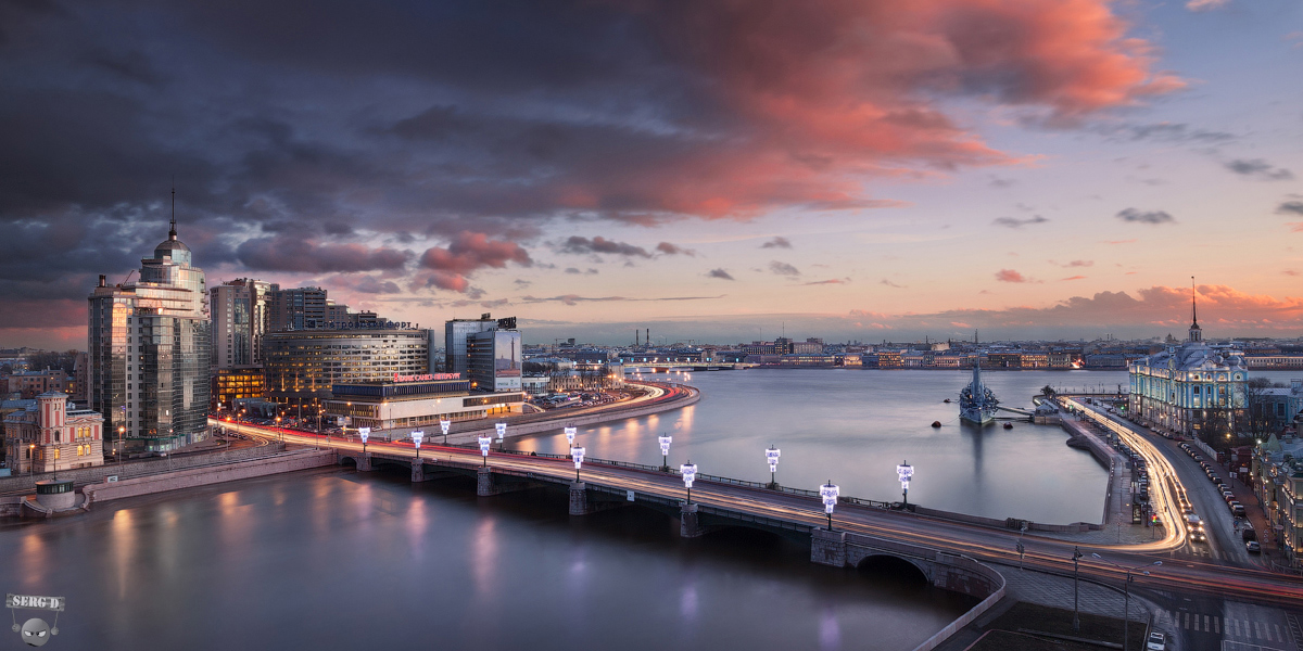 Сампсониевский мост, Большая Невка, Аврора