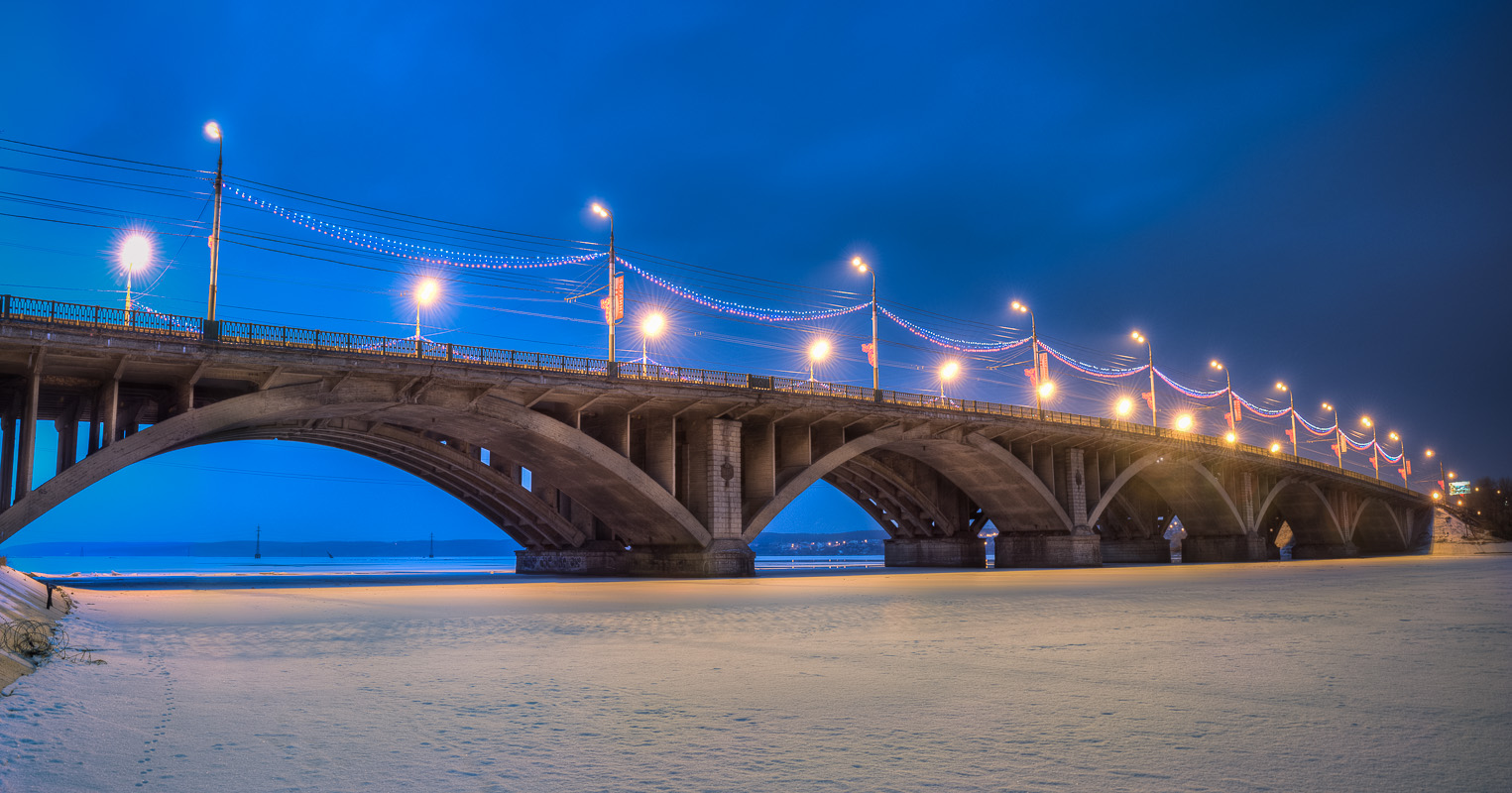 ВОГРЭСовский мост на рассвете (г. Воронеж)